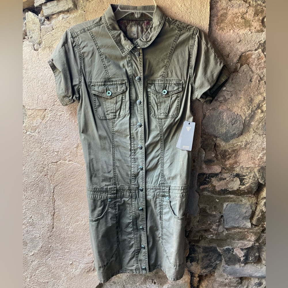 ✨NEW✨ Guess Army Green Button Up Dress
